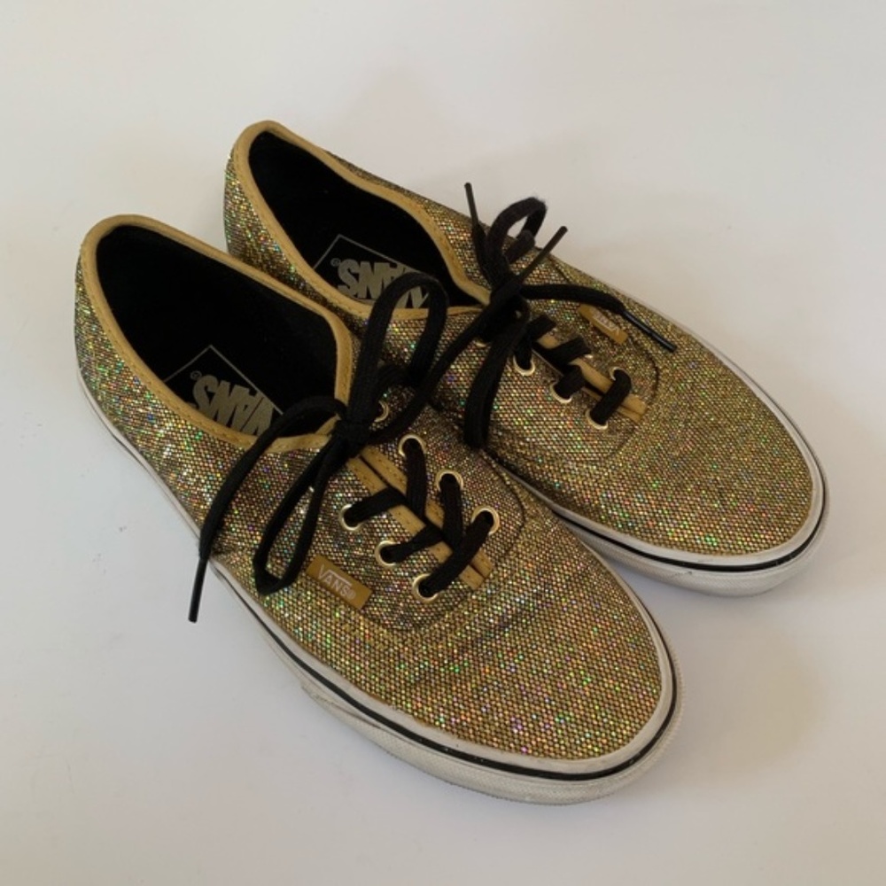 Vans Holographic Foil Glitter Gold shoes women 7